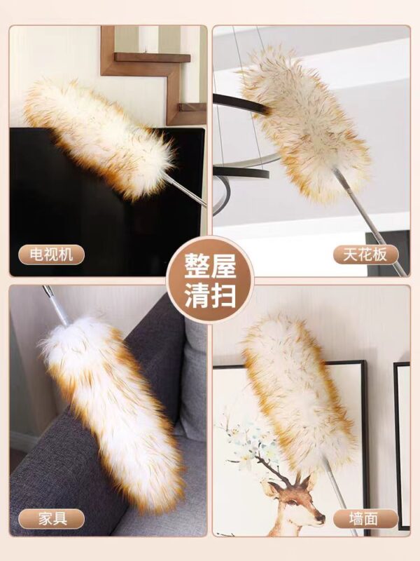 Wool electrostatic dust removal feather duster telescopic tool