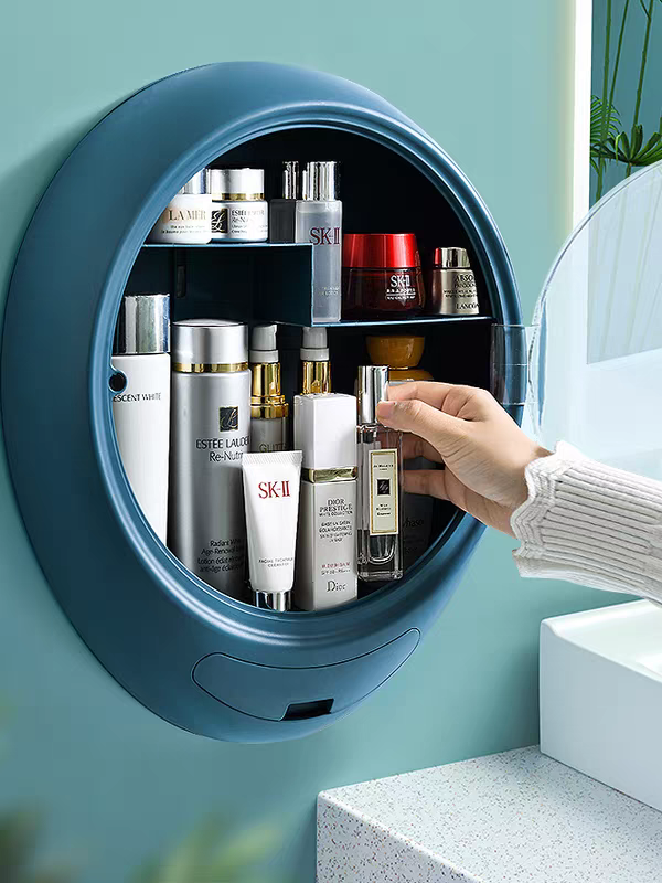 Wall-mounted bathroom cosmetic storage rack